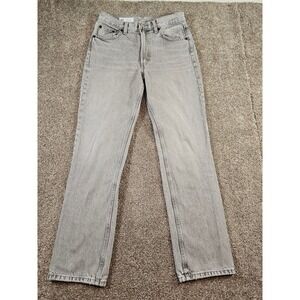 Zara Womens High Rise Straight Leg Jeans Light Gray Acid Wash Size 6‎ 28